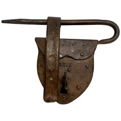 Heart Shaped Iron Pad Lock & Key, Dated 1875