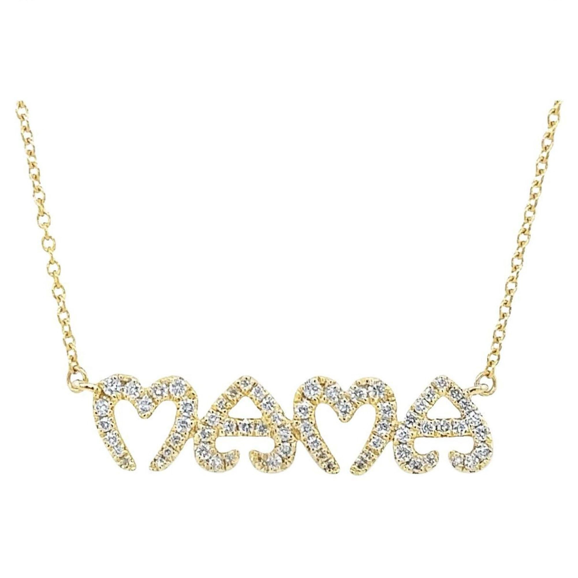 Collier MAMA en or 14 carats en forme de cœur