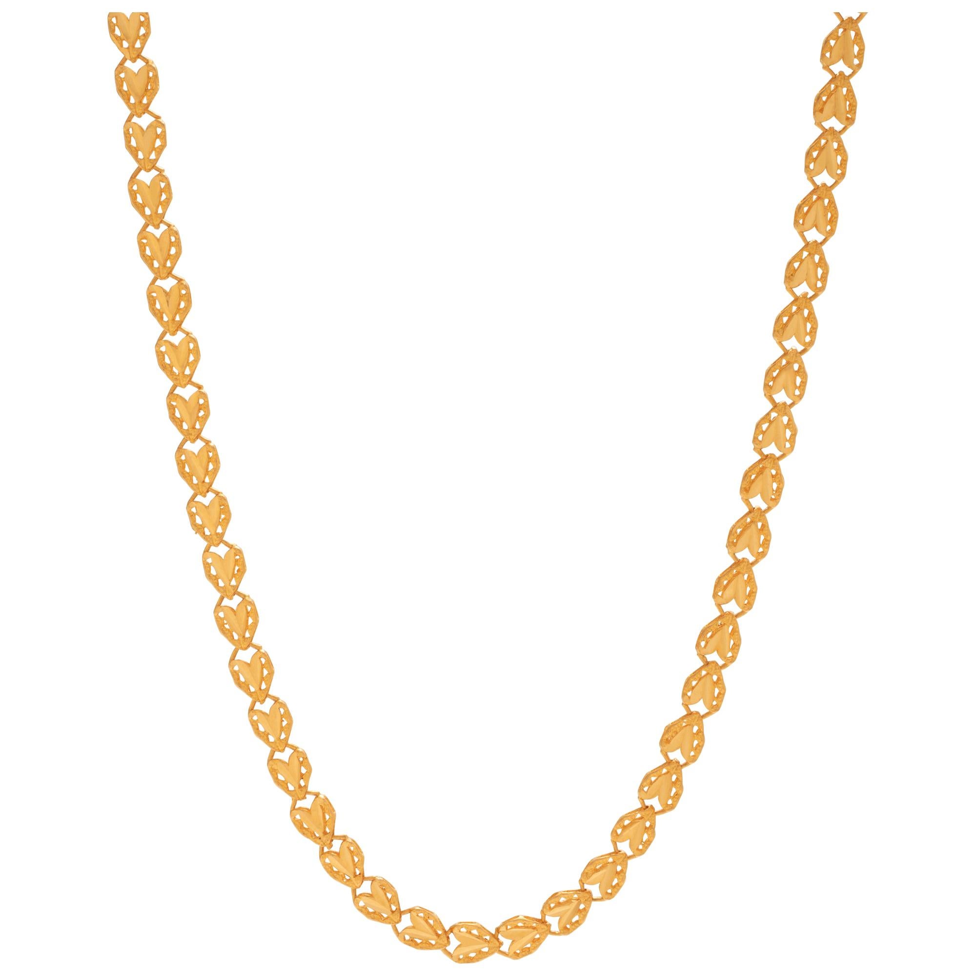 Herzförmige Gliederkette aus 24 Karat Gelbgold. im Zustand „Hervorragend“ in Surfside, FL