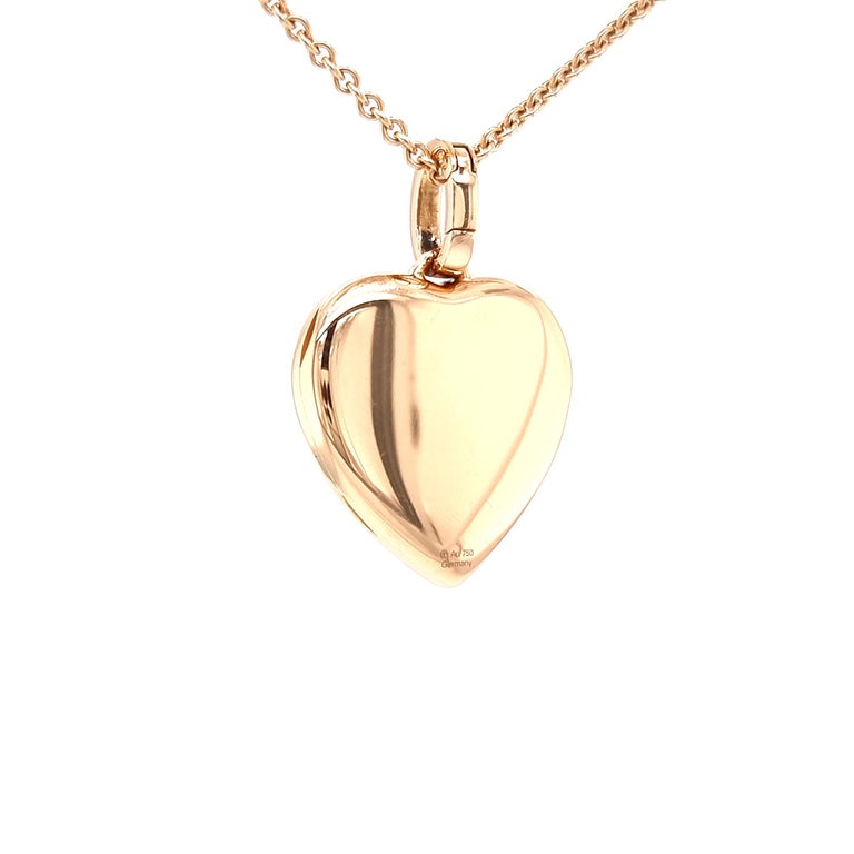 Heart Shaped Locket Pendant by Victor Mayer, 18k Rose Gold, 8 Diamonds