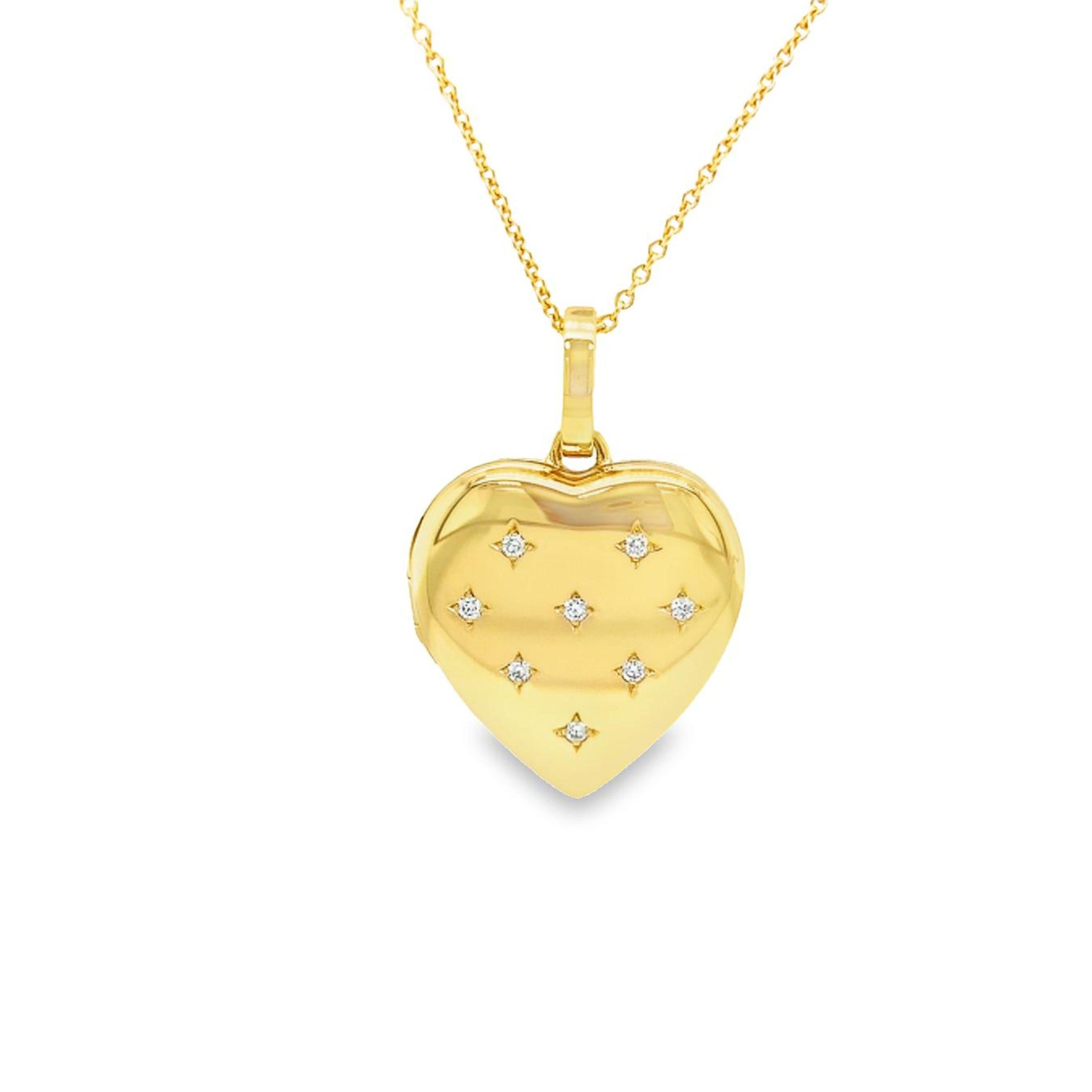 Victorien Pendentif médaillon en forme de cœur de Victor Mayer, or jaune 18 carats, 8 diamants 0,16 carat en vente