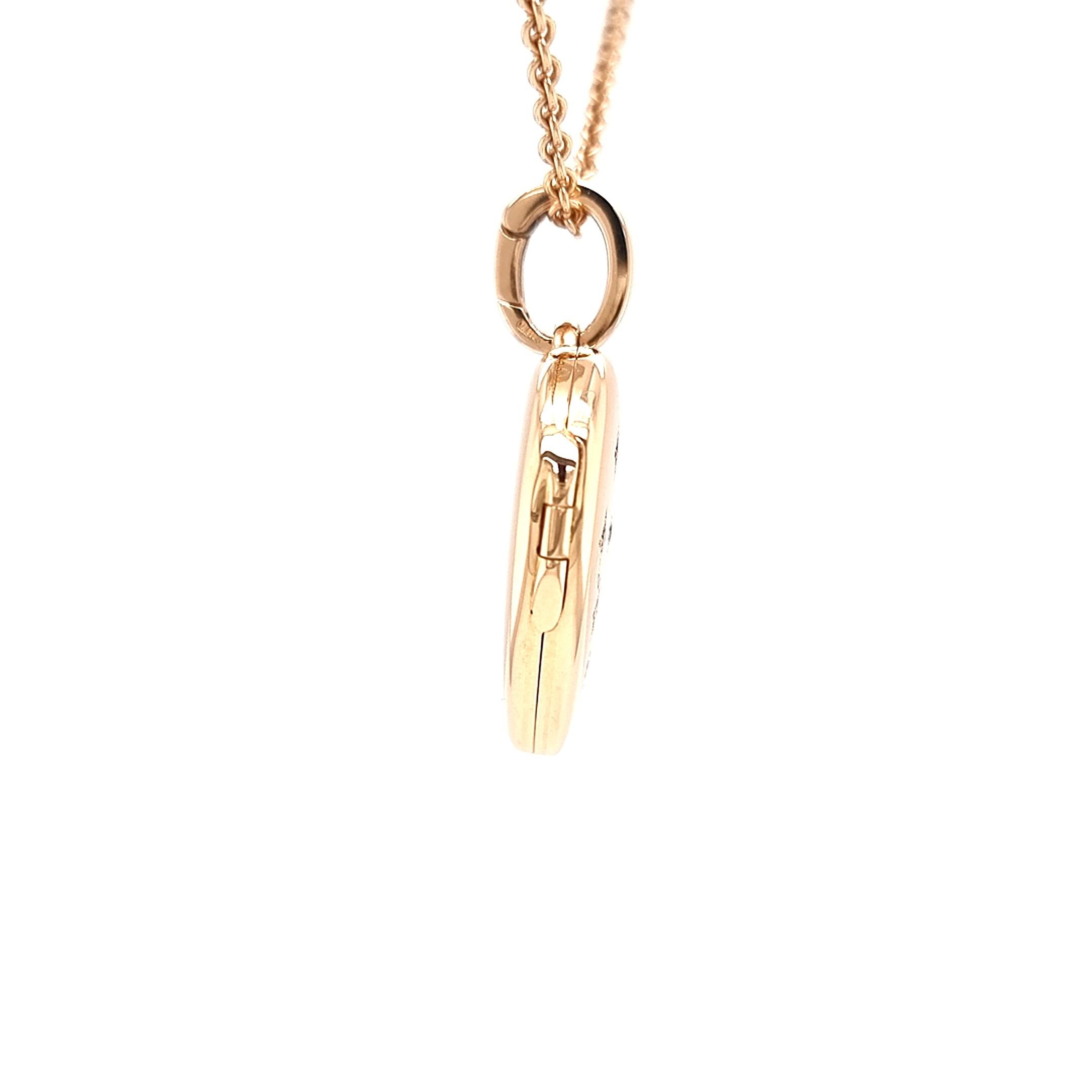 Heart Shaped Locket Pendant Necklace, 18k Rose Gold, 8 Diamonds 0.16ct In New Condition For Sale In Pforzheim, DE