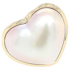 Retro Heart Shaped Mabe Pearl Ring