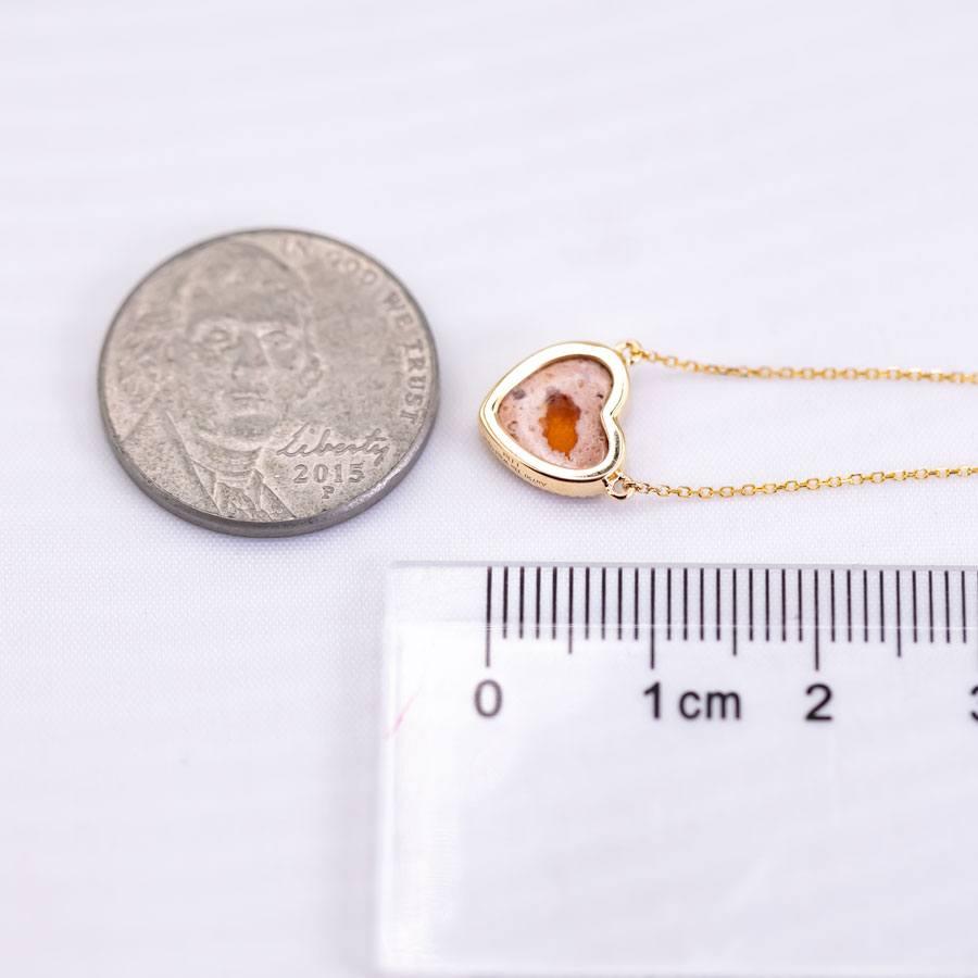 Women's or Men's Heart Shaped Mexican Matrix Fire Opal Necklace 18K Yellow Gold For Sale