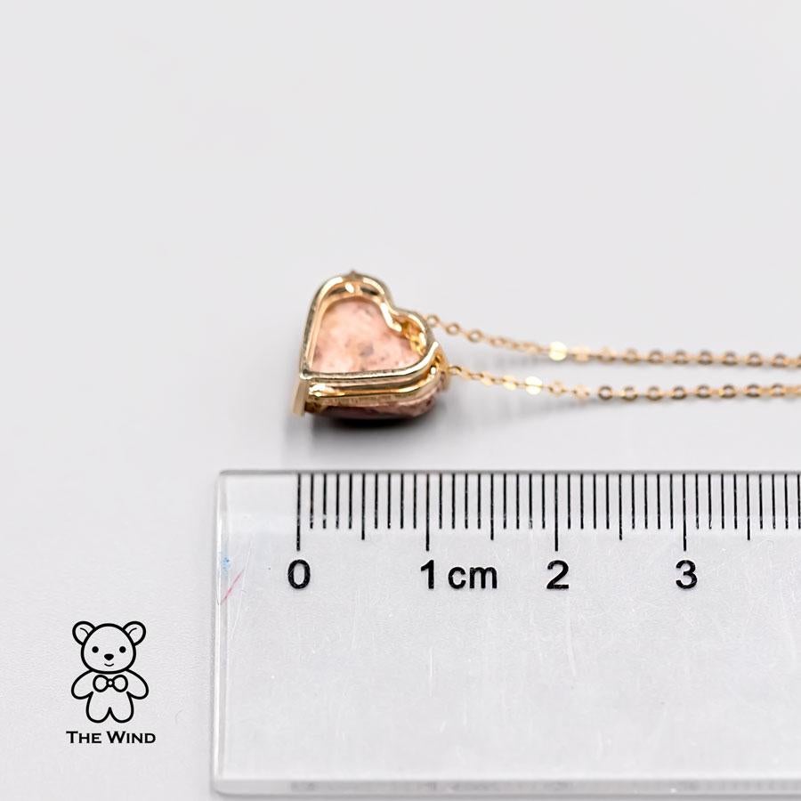Artist Heart Shaped Mexican Matrix Fire Opal Pendant Necklace 18K Yellow Gold For Sale