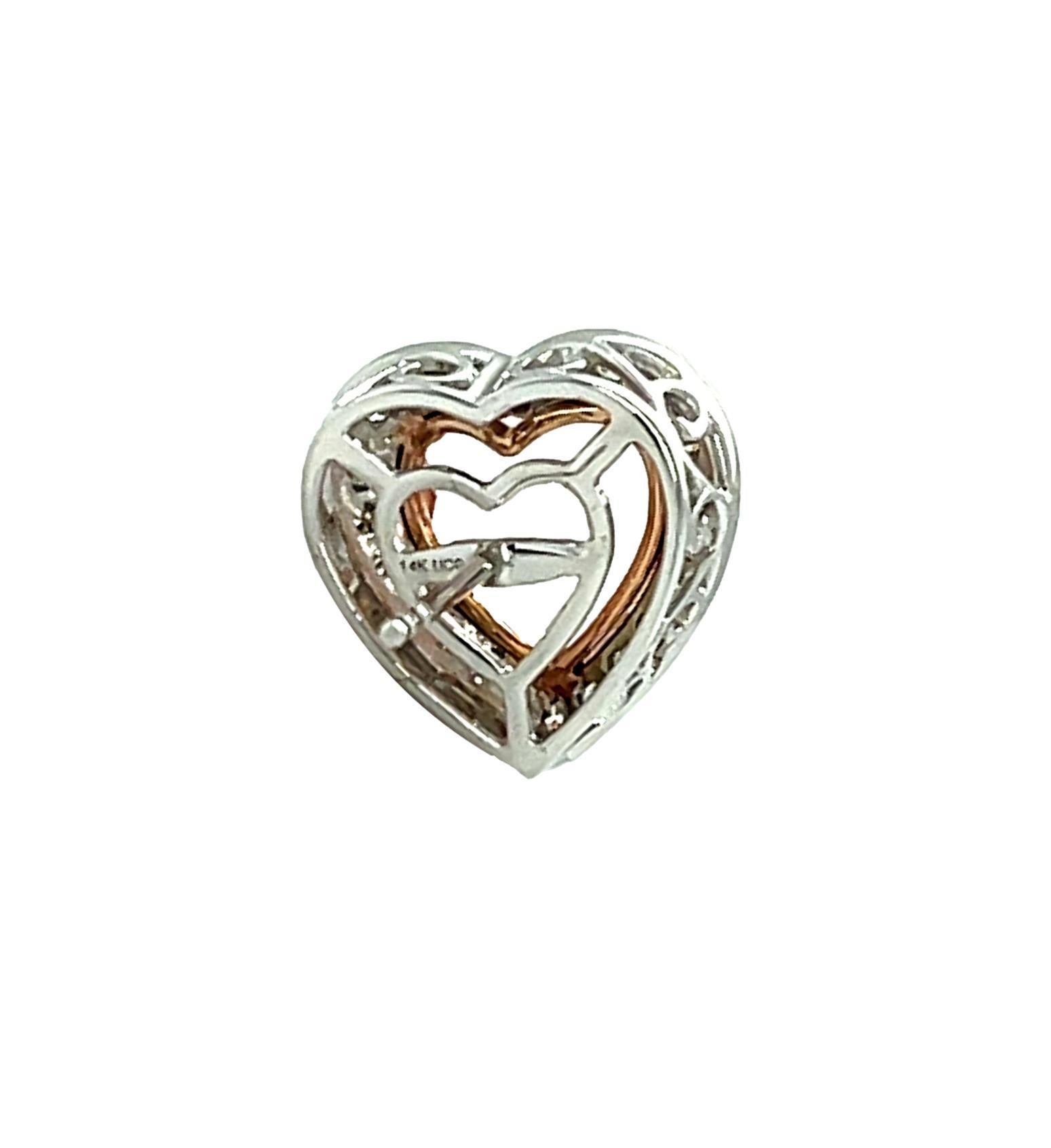 Herzförmige Morganit- und Diamant-Ohrstecker aus 14 Karat Weiß- und Roségold im Zustand „Neu“ im Angebot in New York, NY