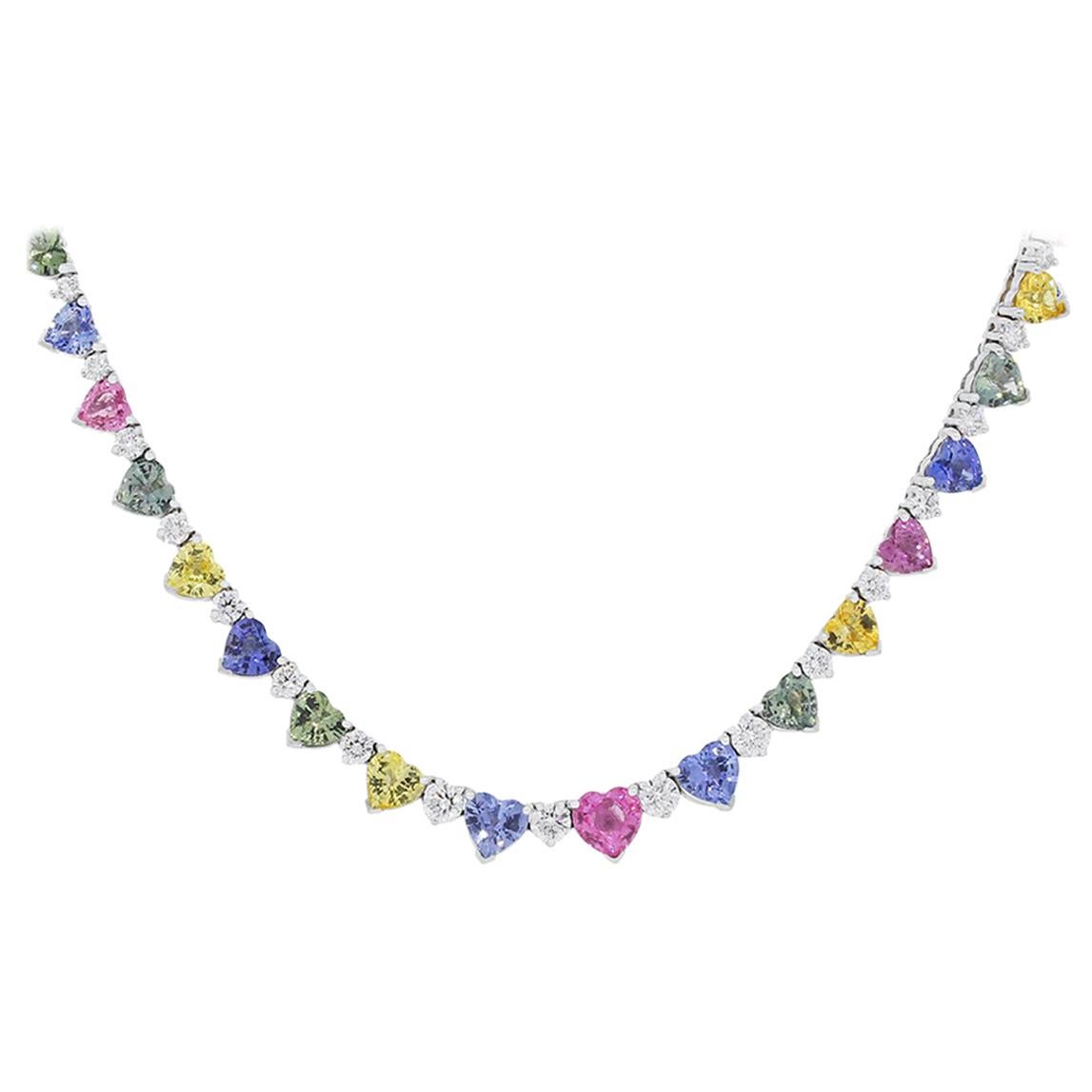 Herzförmige Multi-Color-Saphir-Halskette