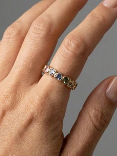 Heart-Shaped Multicolor 14K (18K Custom) Sapphire Eternity Band Ring