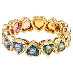Heart-Shaped Multicolor 14K (18K Custom) Sapphire Eternity Band Ring