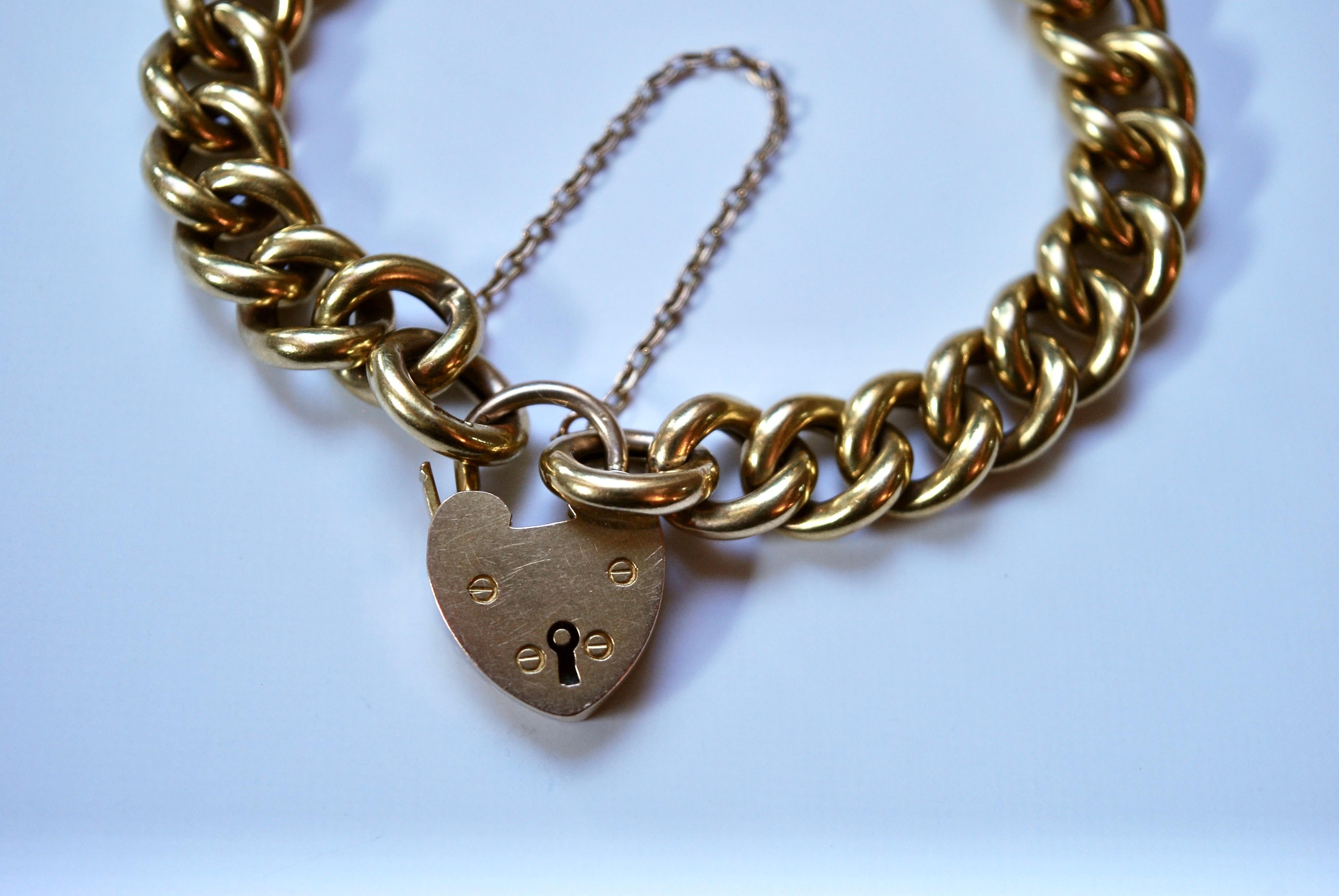 Heart shaped padlock bracelet, Early 20th Century For Sale 4