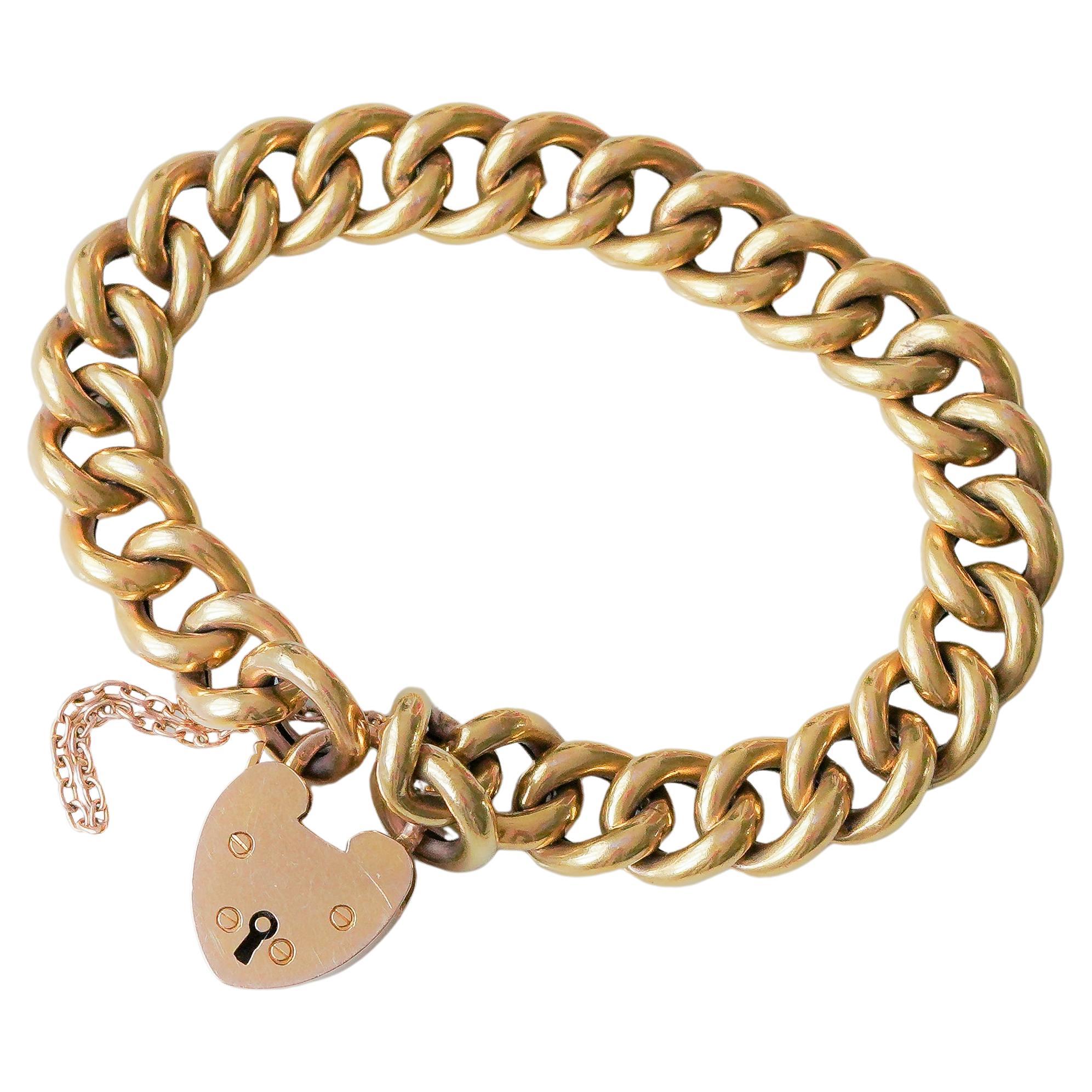 Heart shaped padlock bracelet, Early 20th Century For Sale