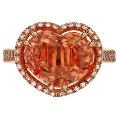 Herzförmiger Padparadscha-Saphirring, 5,95 Karat