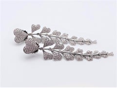 Heart Shaped Pave Diamond Drop Earrings in 18KT White Gold