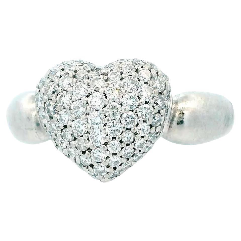Heart Shaped Pave Platinum Ring