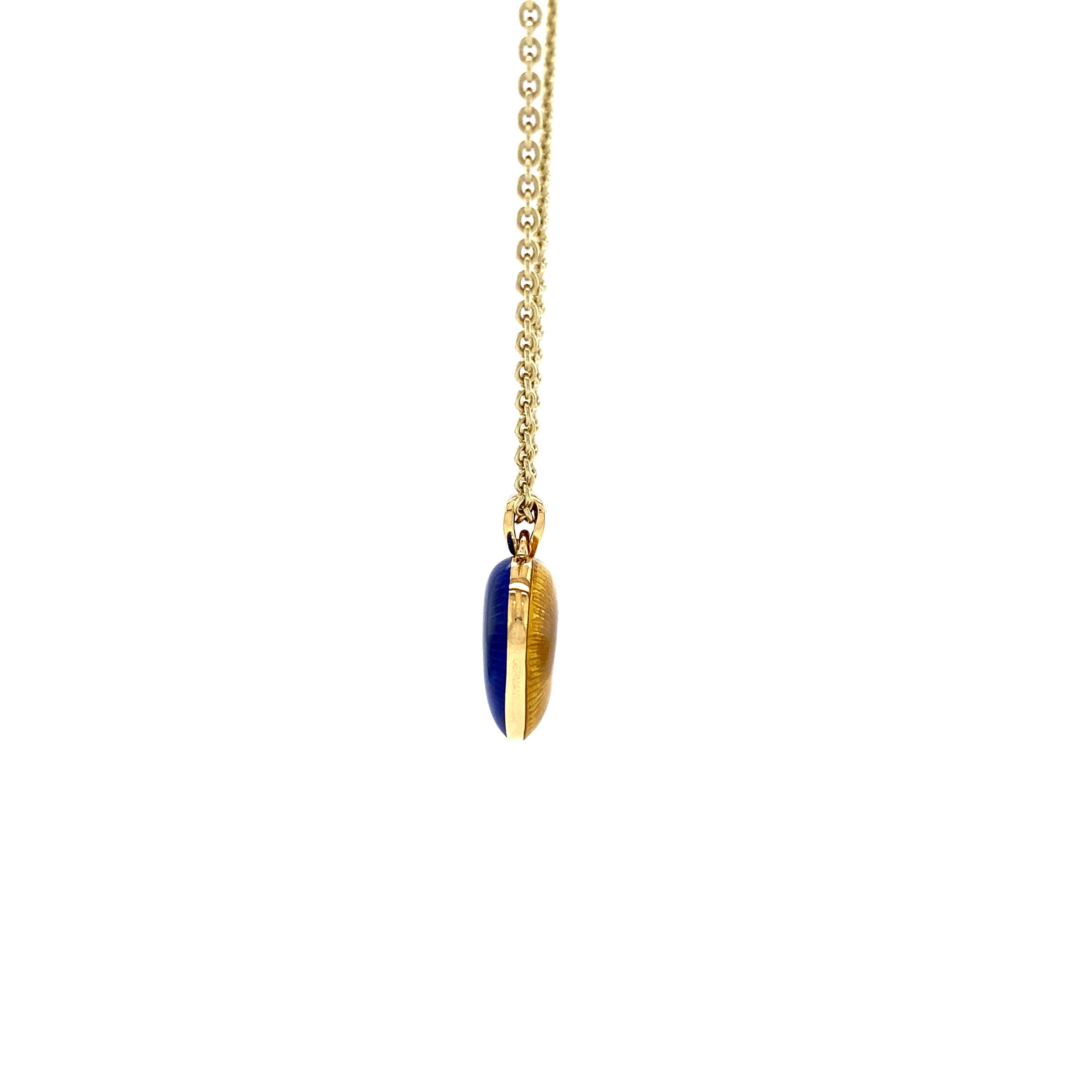 Zweifarbiger Herzanhänger aus 18 Karat Gelbgold mit blauer/gelber Emaille und Diamanten 2,02 Karat im Angebot 2