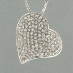 HEART shaped Pendant, necklace with brilliant cut diamonds up to 1.80ct 18k gold