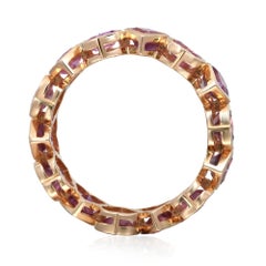 Heart Shaped Pink Sapphire Eternity Band Ring 14K White Gold 4.01Cttw Size 7