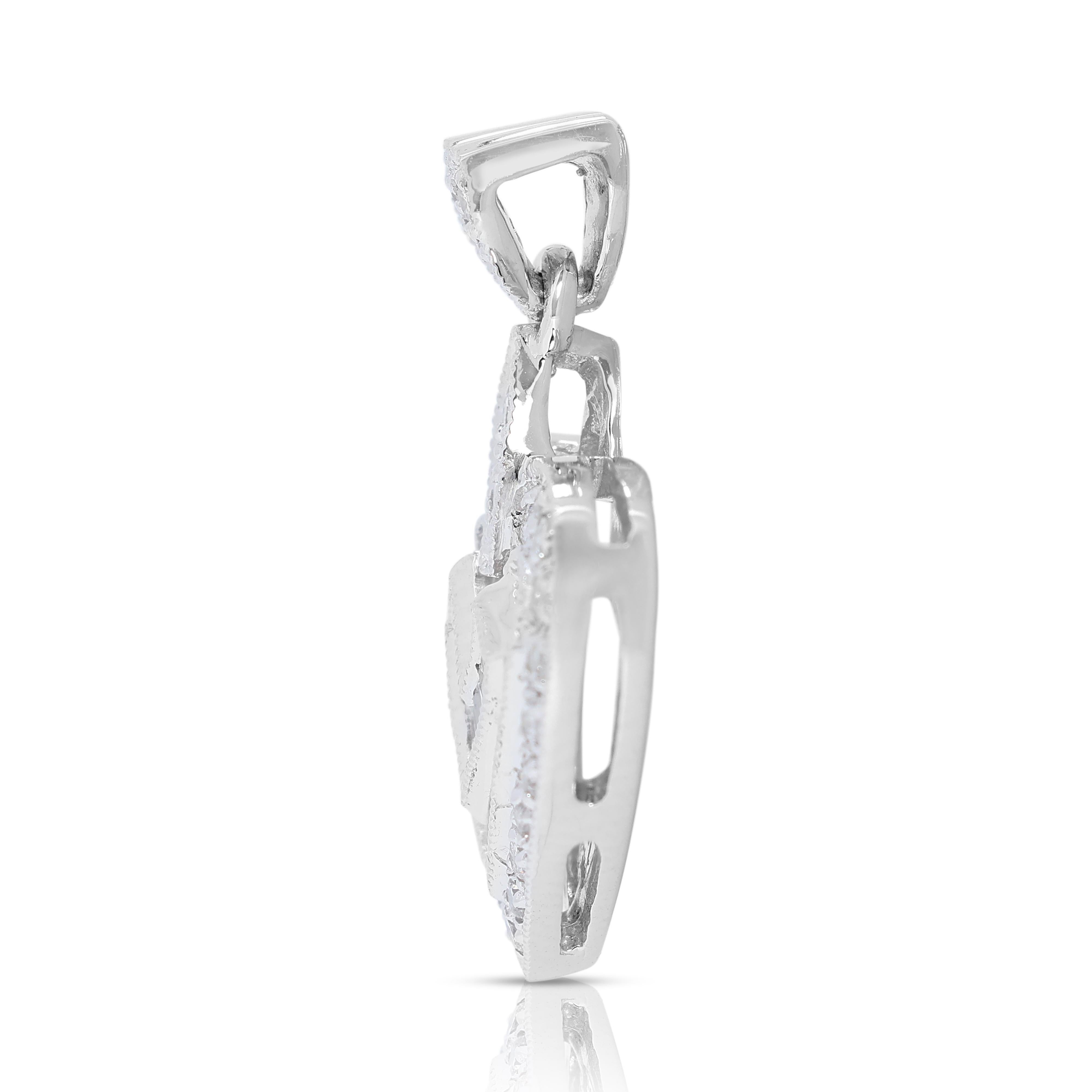 Women's Heart-Shaped Quarter Carat Diamond Pendant in 18K White Gold - Pendant Only For Sale