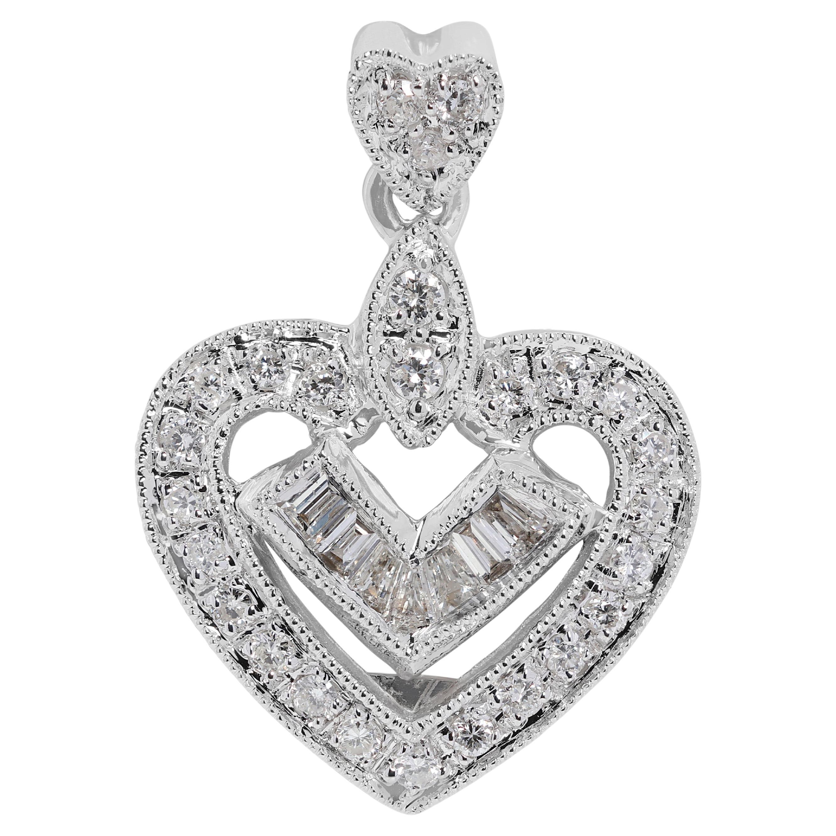 Heart-Shaped Quarter Carat Diamond Pendant in 18K White Gold - Pendant Only