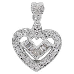 Heart-Shaped Quarter Carat Diamond Pendant in 18K White Gold - Pendant Only