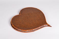 Heart Shaped Rattan and Bamboo Tray