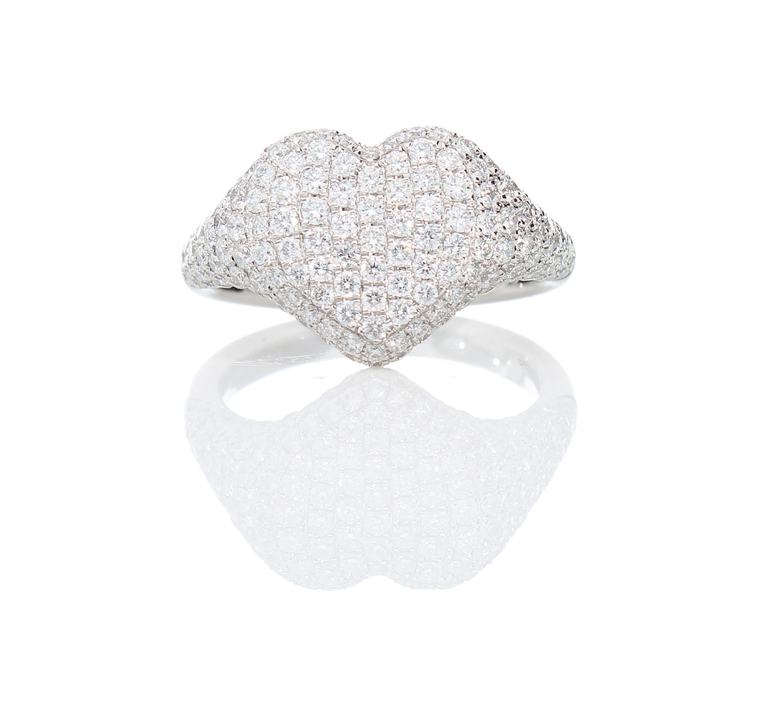 Diamanten ct 1,73, zeitgenössischer Herzring in 18 Kt Gold. Hergestellt in Italien (Moderne)