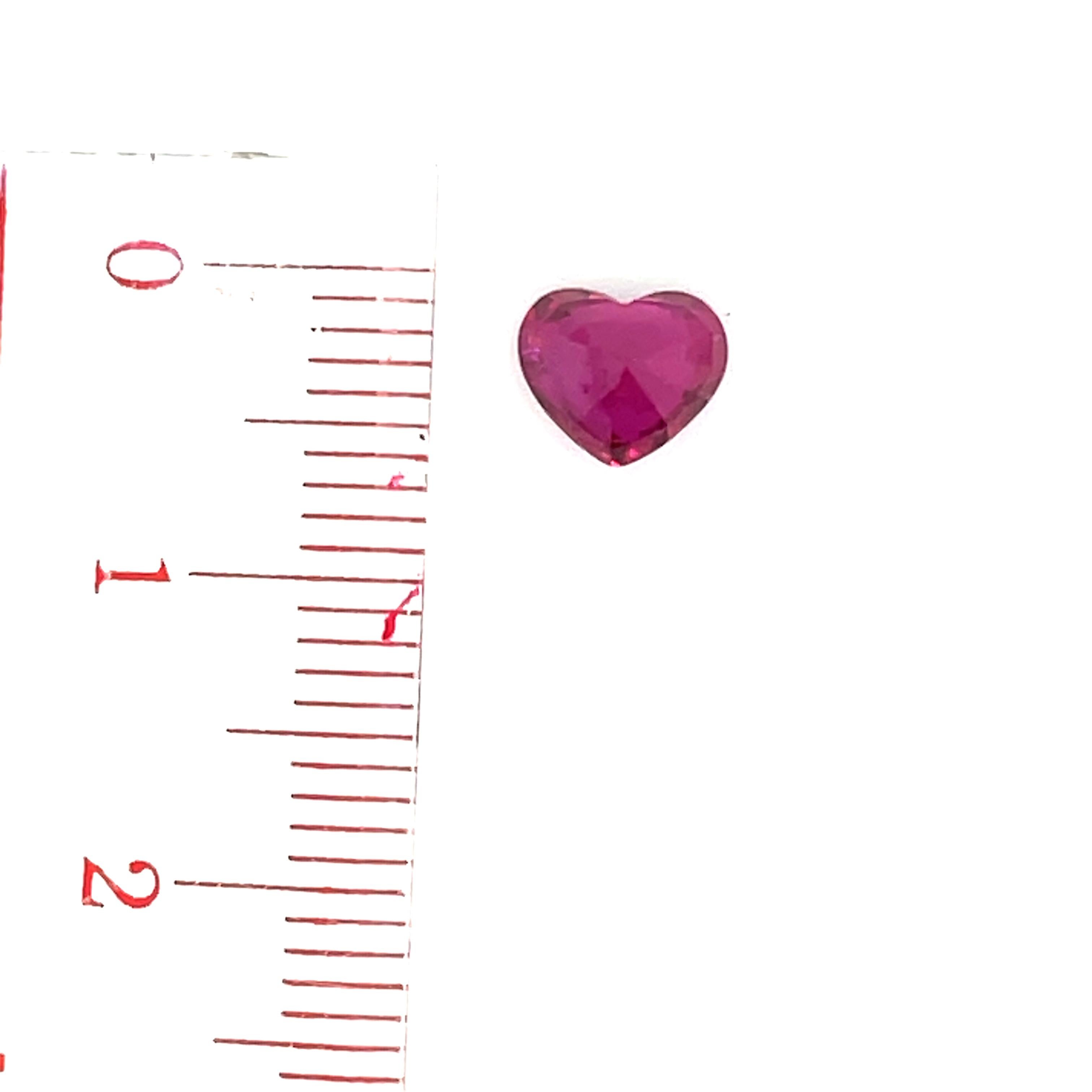 Women's or Men's Heart-Shaped Ruby Cts 1.27 For Sale