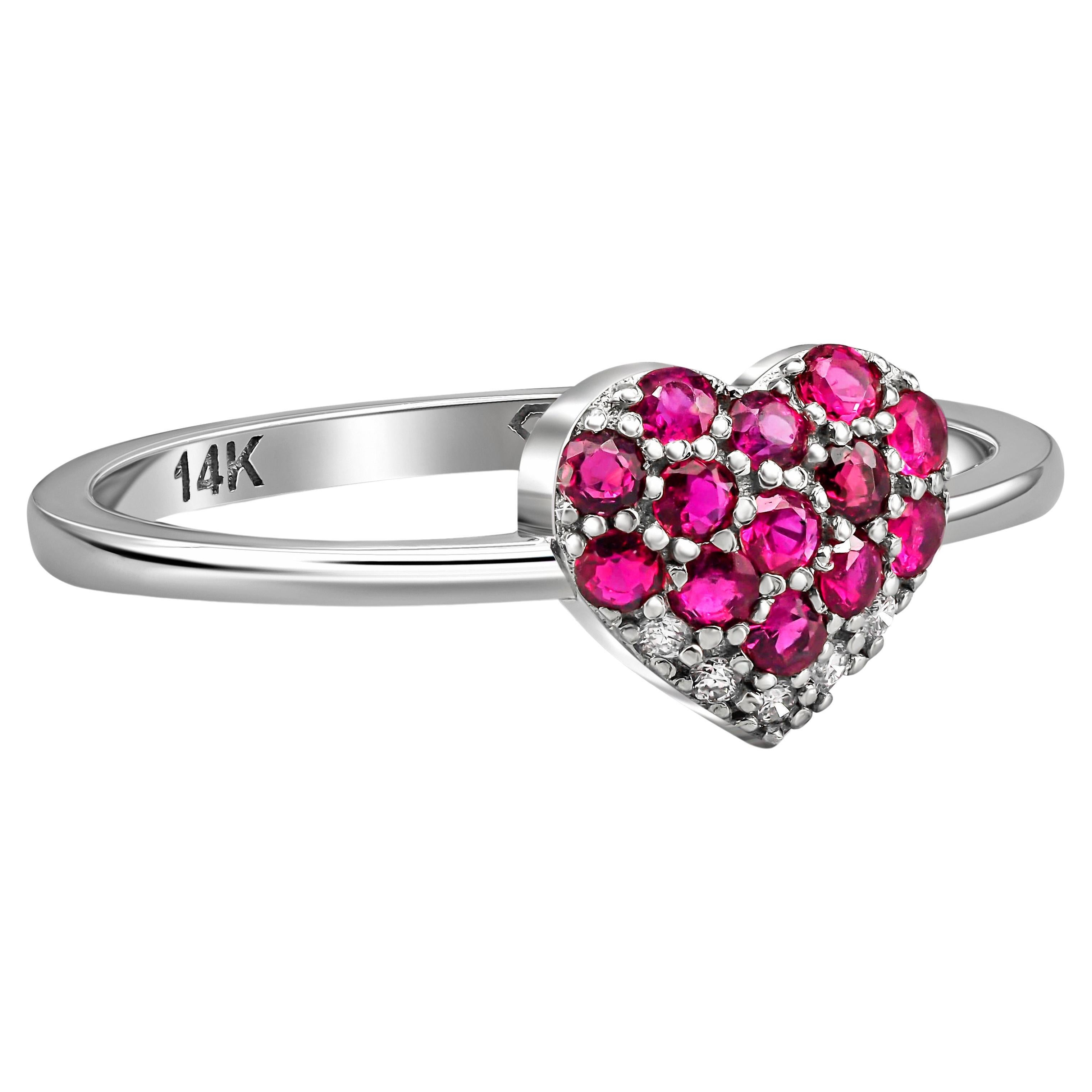 Heart shaped ruby ring. 