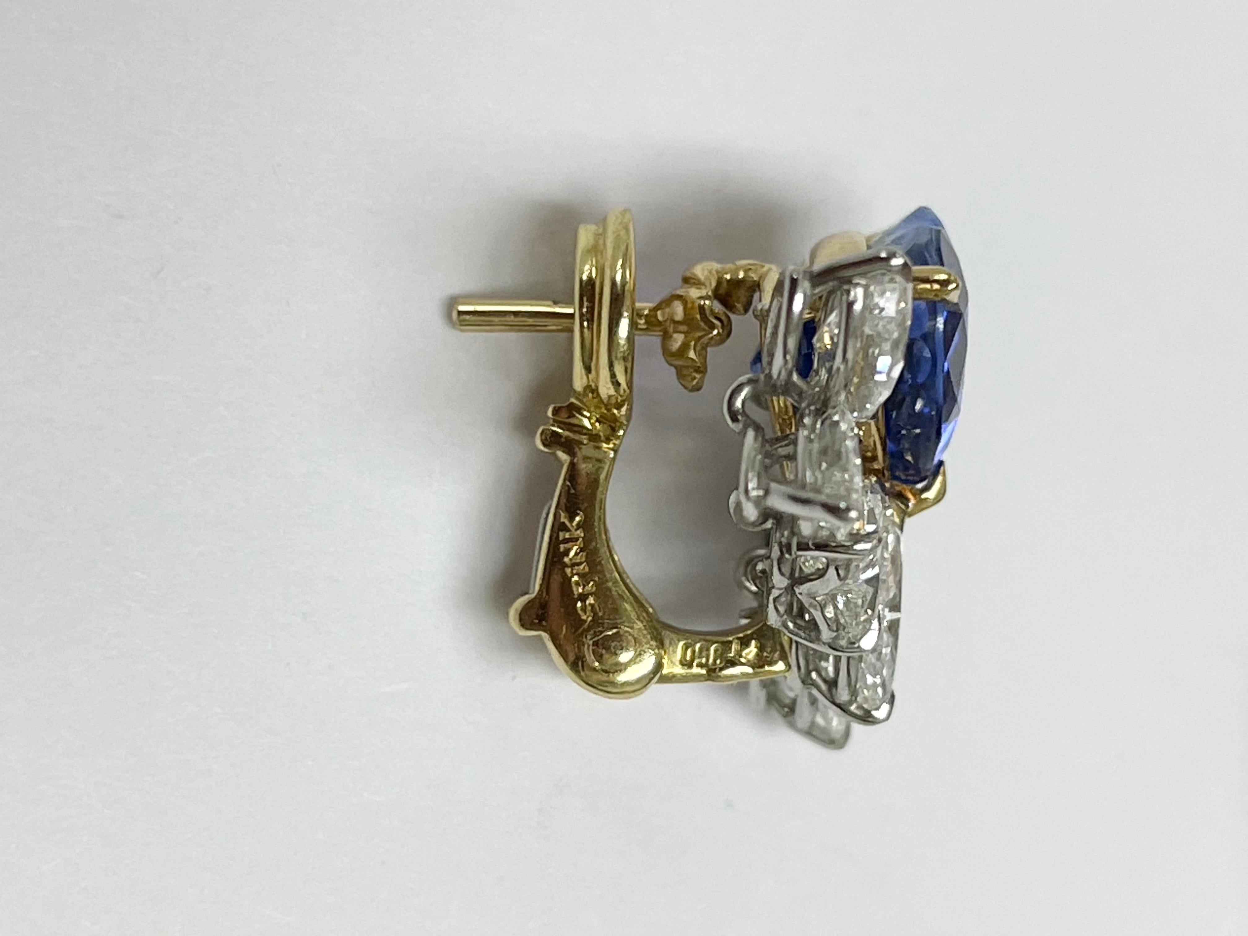 Taille cœur Boucles d'oreilles en saphir et diamant en forme de cœur en vente