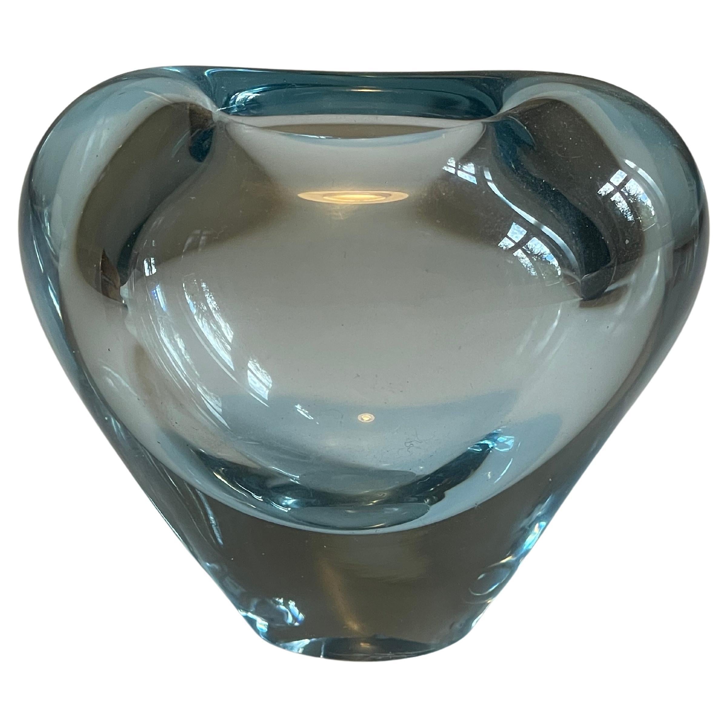 Heart-shaped Scandinavian "Akva" Blue Glass by Per Lütken for Holmgaard, 1960s 