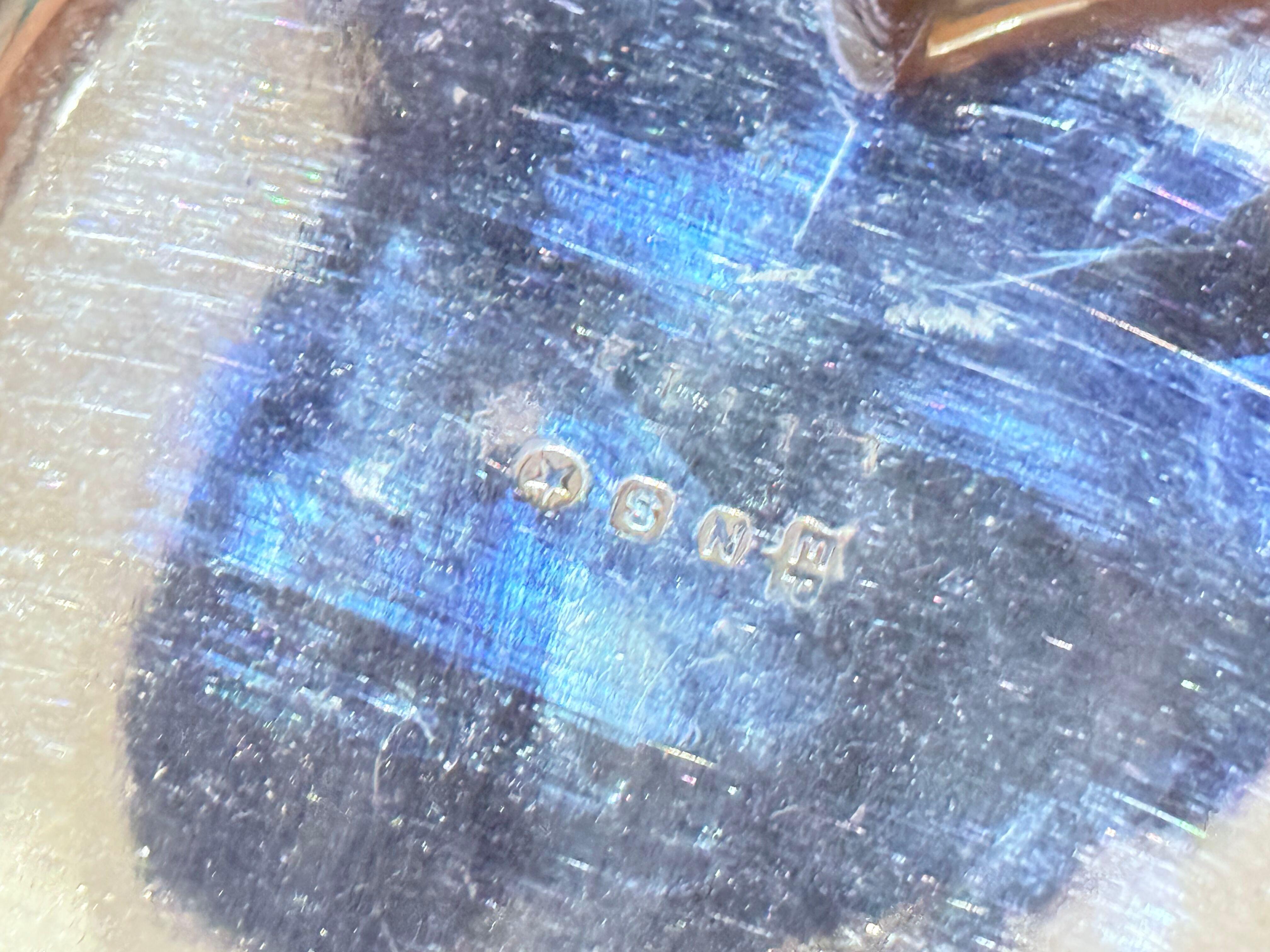 Boîte en argent et verre taillé en forme de cœur, vanité ou bibelot anglais ancien en vente 2