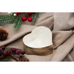 Heart-shaped silver box with removable lid