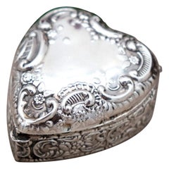 Heart shaped silver pill box