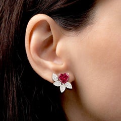 Heart Shaped Studs WIth Diamonds Made In 18k White Gold