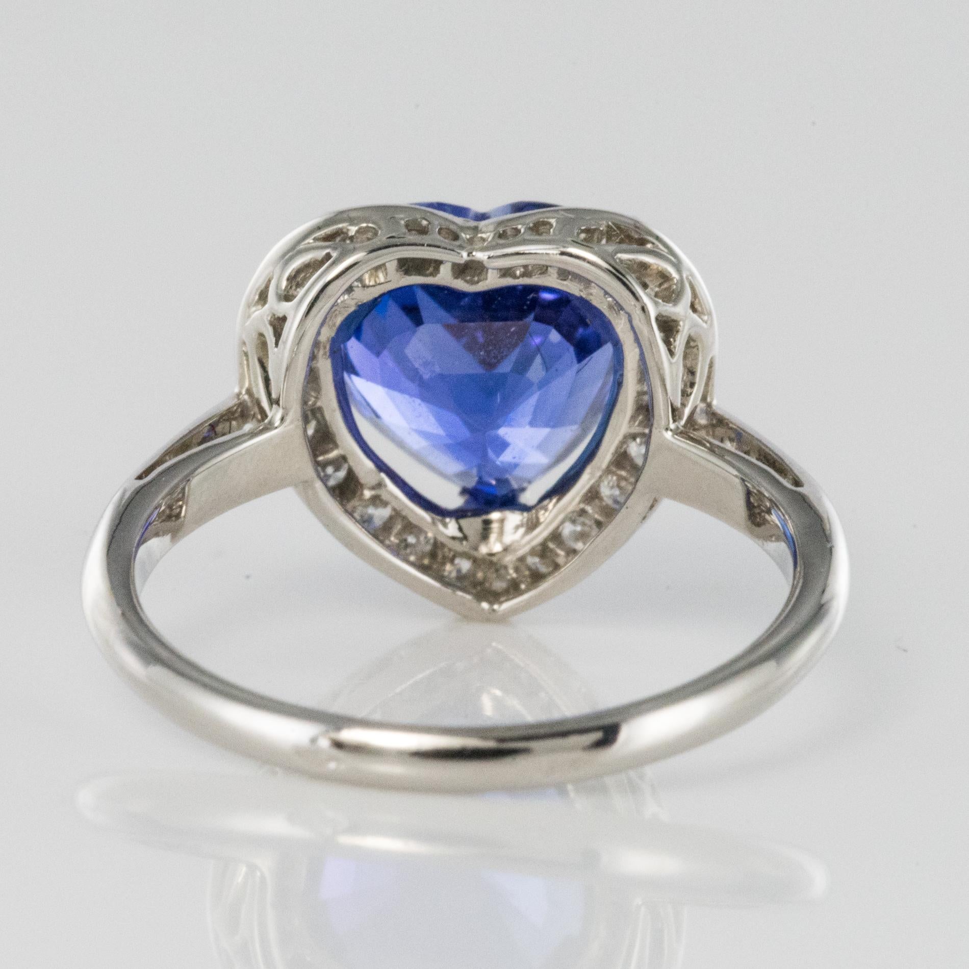Heart Shaped Tanzanite Diamond Gold Ring For Sale 2
