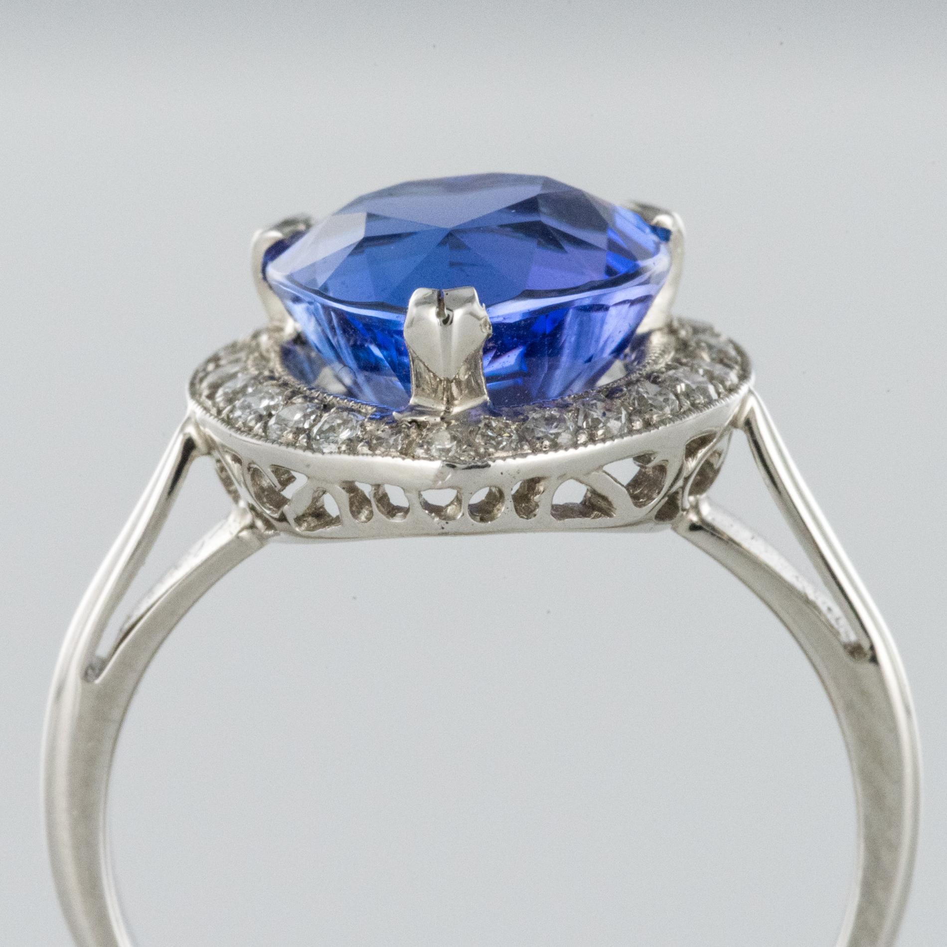 Heart Shaped Tanzanite Diamond Gold Ring For Sale 3