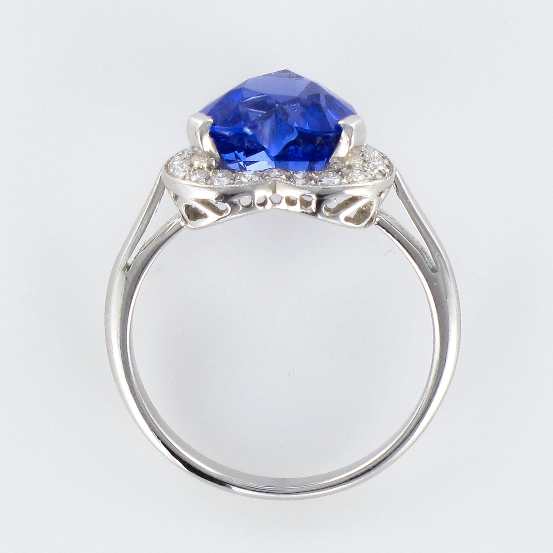 Heart Shaped Tanzanite Diamond Gold Ring For Sale 4