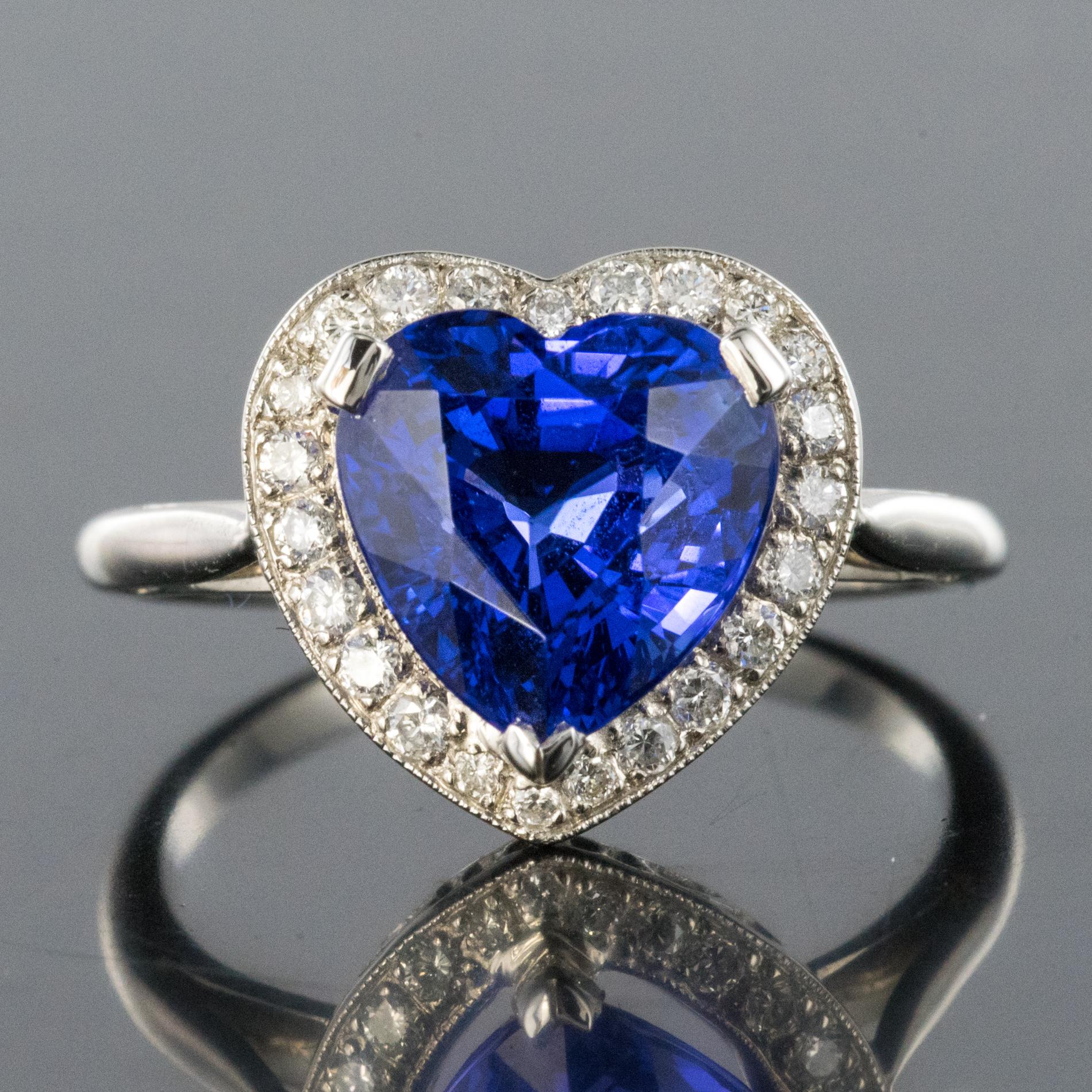 Heart Shaped Tanzanite Diamond Gold Ring For Sale 6