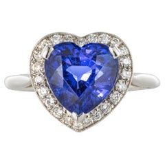 Heart Shaped Tanzanite Diamond Gold Ring