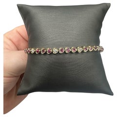 Heart Shaped Tennis Bracelet in 14kt Yellow Gold - 2ctw Rubies, 0.45ctw Diamonds