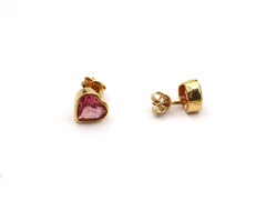 Heart Shaped Tourmaline Earring 18K Yellow Gold, 2000