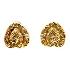 Herzförmige Vintage-Diamant-Ohrringe aus Gold