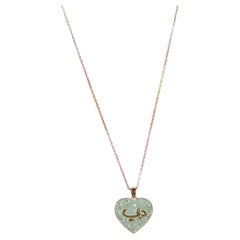 Heart shaped white 18k Gold  adjustable chain Necklace.