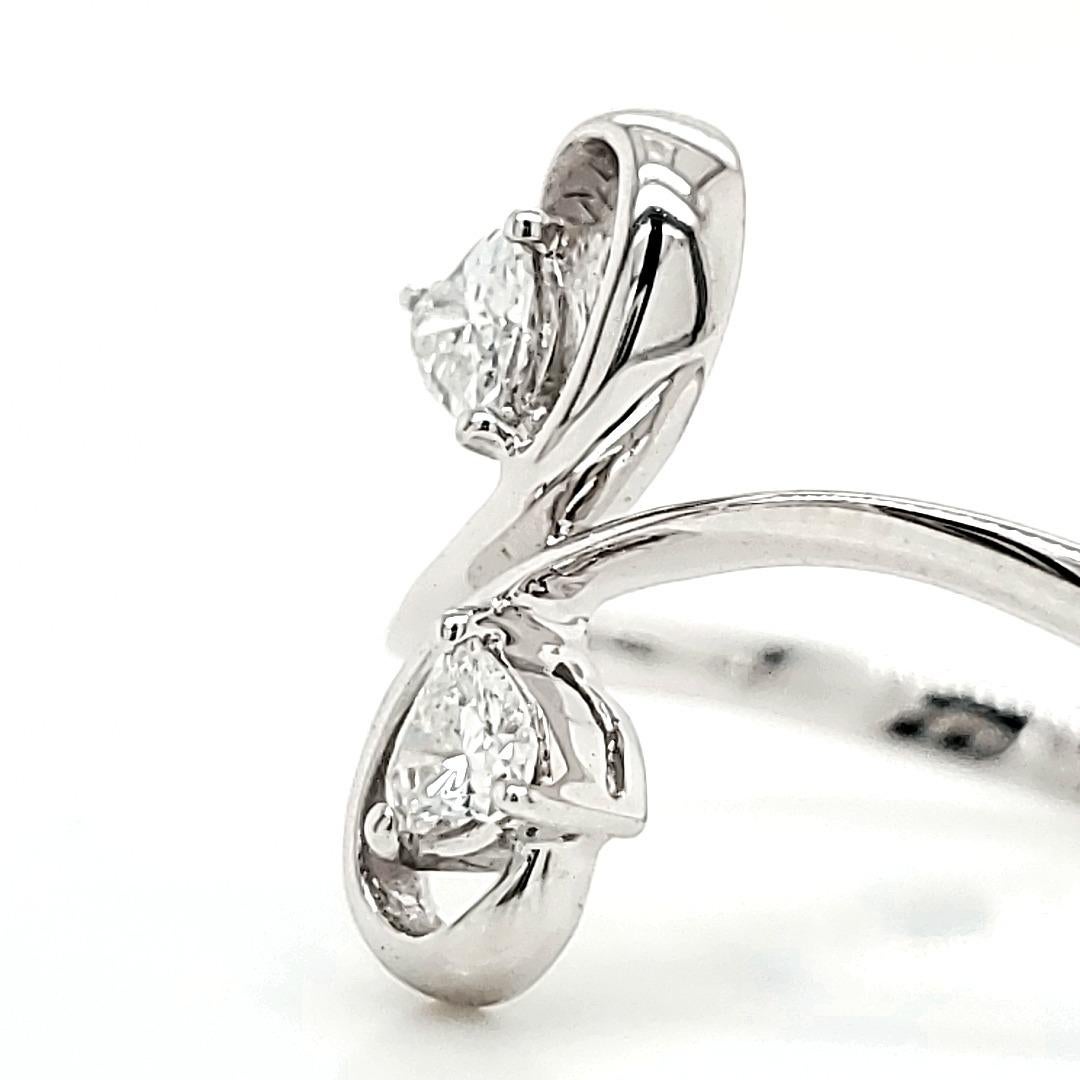 Heart Shaped White Diamond and Platinum Engagement Ring For Sale 3