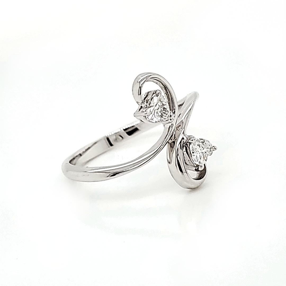 Heart Shaped White Diamond and Platinum Engagement Ring For Sale 4
