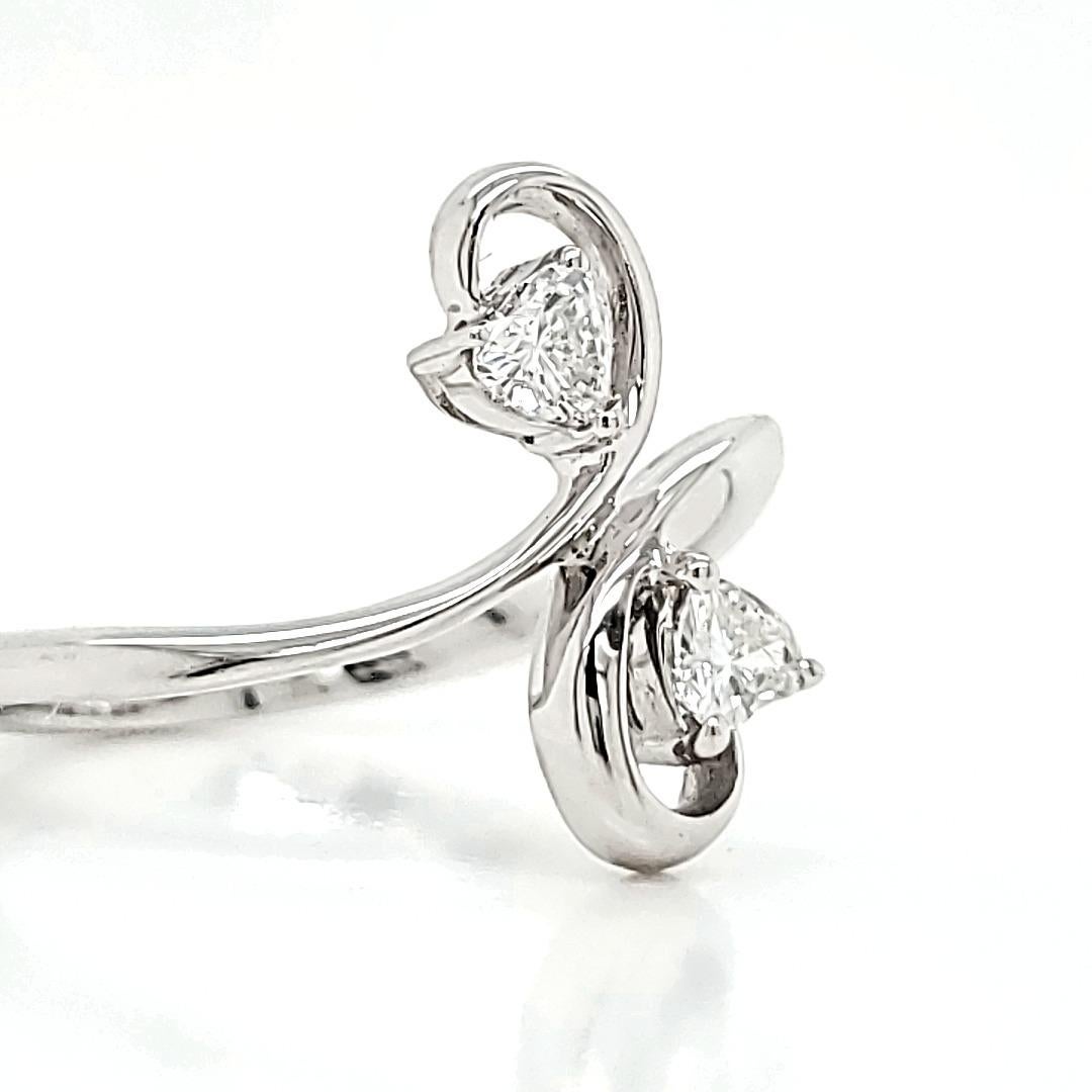 Heart Shaped White Diamond and Platinum Engagement Ring For Sale 5