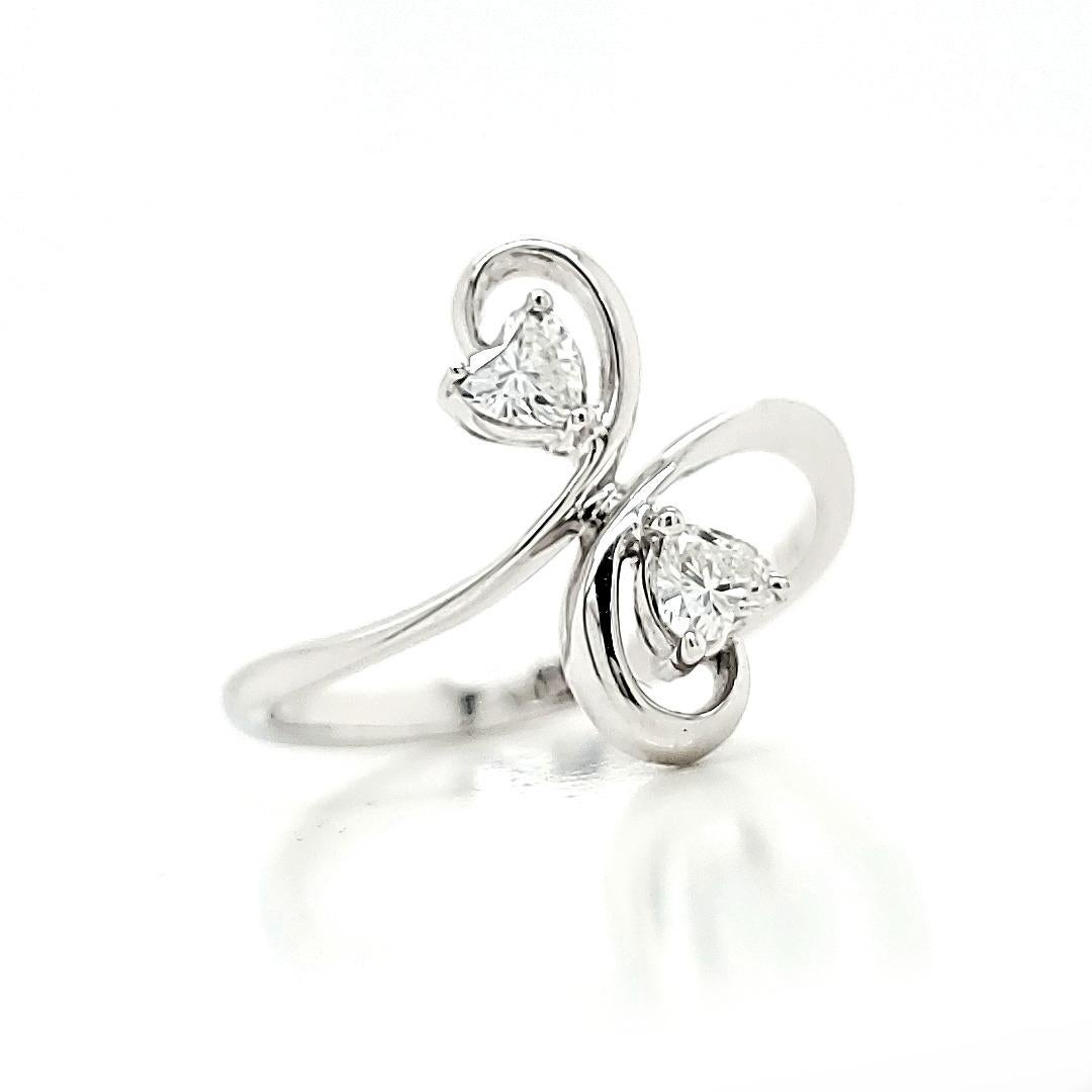 Women's or Men's Heart Shaped White Diamond and Platinum Engagement Ring For Sale