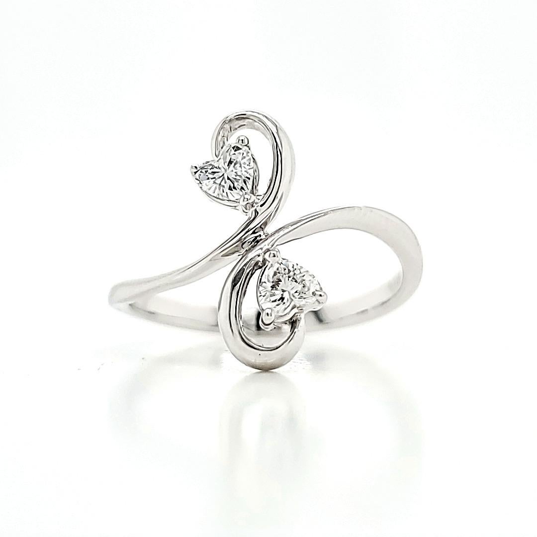 Heart Shaped White Diamond and Platinum Engagement Ring For Sale 1