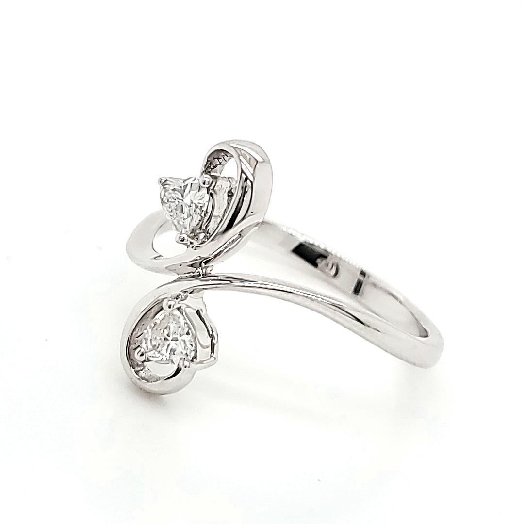 Heart Shaped White Diamond and Platinum Engagement Ring For Sale 2