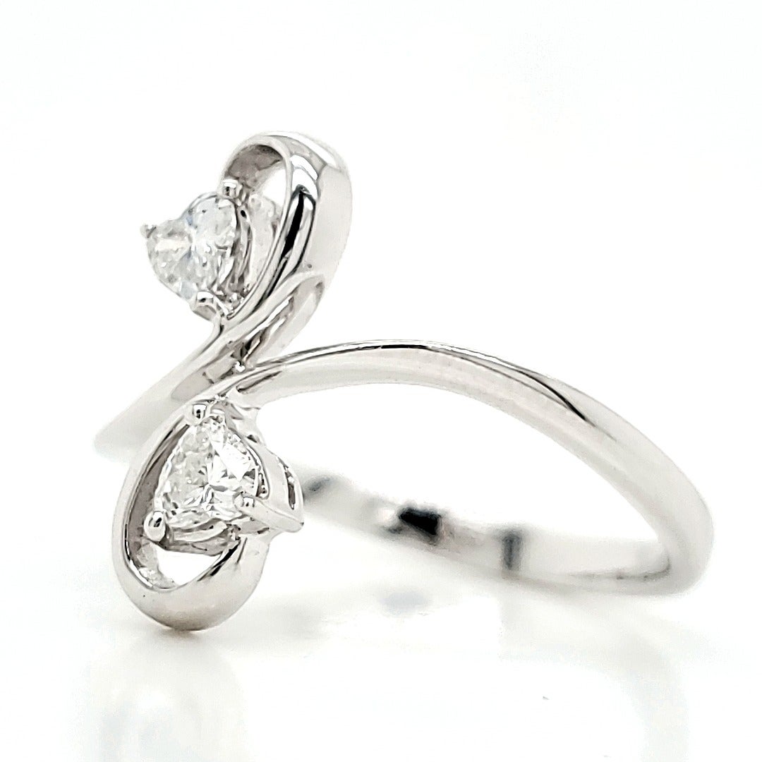 Heart Shaped White Diamond and Platinum Engagement Ring For Sale